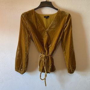 J. Crew Women's Faux Wrap Velvet Top Blouse - Vintage Gold Size 6